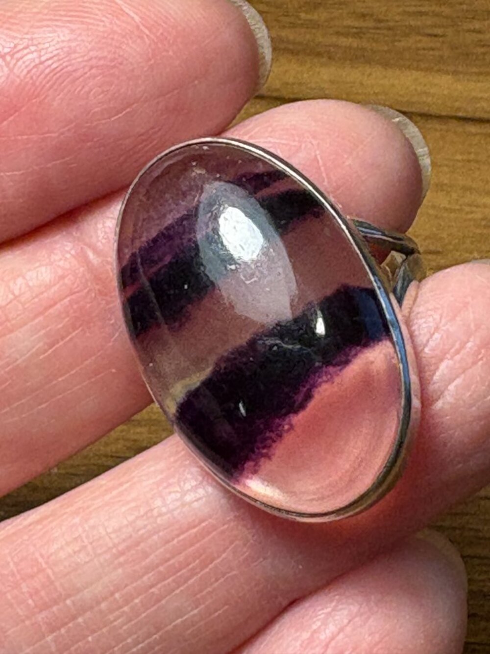 Handcrafted Solid Sterling Silver and Amethyst Quartz Ring Size 6.75 - Picture 6 of 8